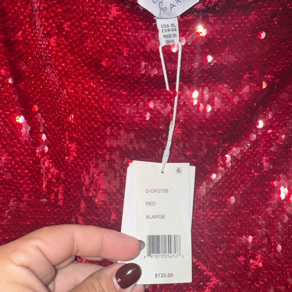 Red Sequin midi Tube Dress XL
